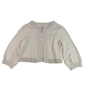 Nanette Lepore Ivory‎ Metallic Shimmer Cropped Cardigan Large